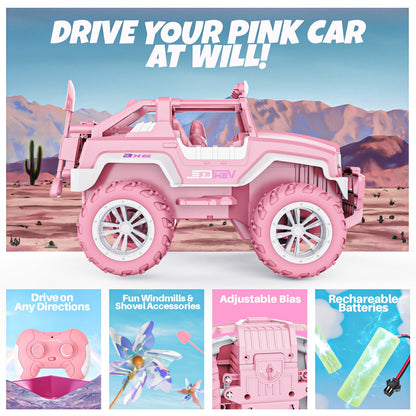 YCUFN Remote Control Cars for Girls, 2.4Ghz All Terrain RC Truck Pink Toys for Girls Boys Kids Age 3+