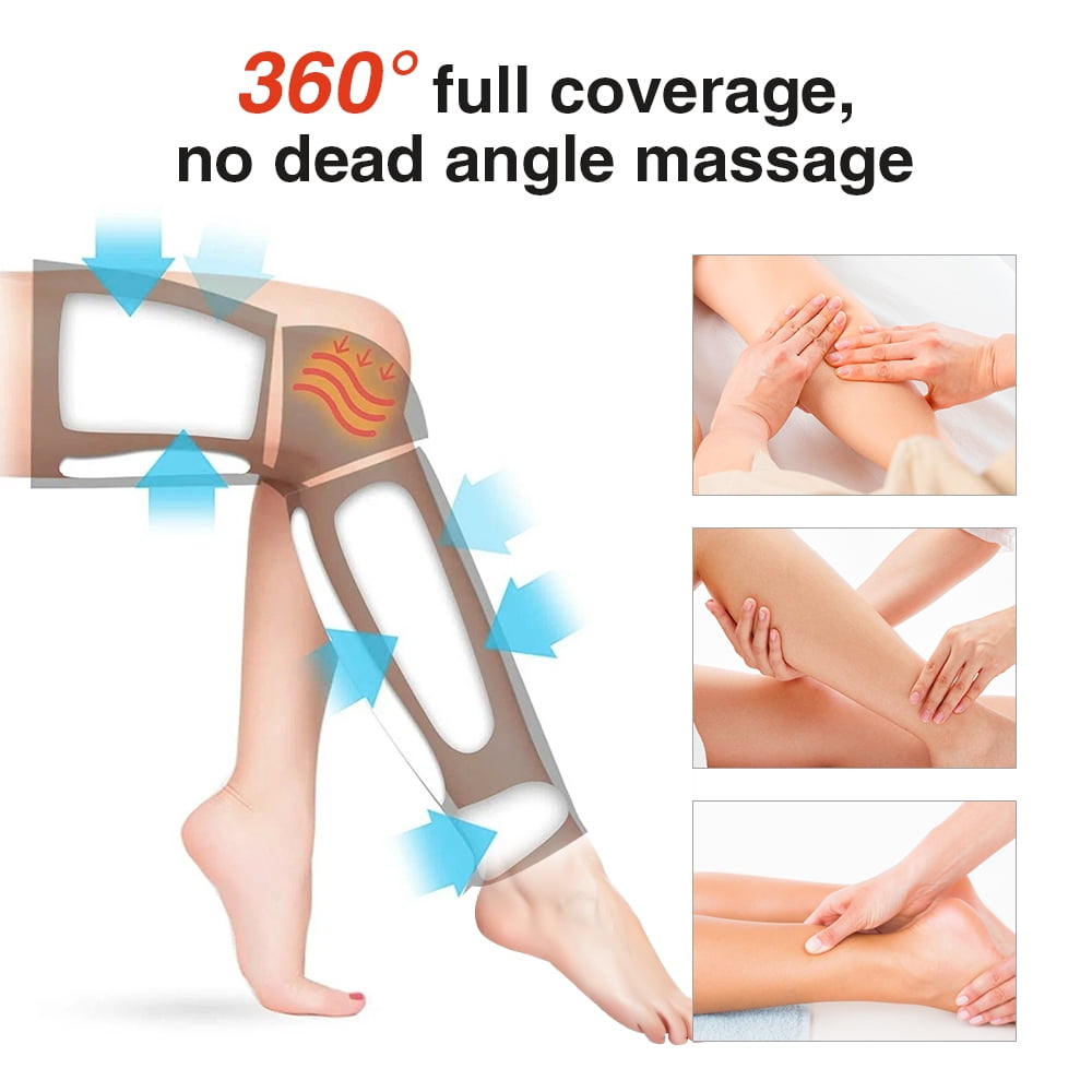 Cordless Leg Compression Massager, Calf Thigh Massager Compression Heat with 3 Intensities, 3 Modes, 3 Hot Compress for Relax Muscles, Relieve Fatigue, 1800mAh Battery USB Charging