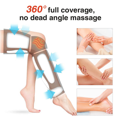 Cordless Leg Compression Massager, Calf Thigh Massager Compression Heat with 3 Intensities, 3 Modes, 3 Hot Compress for Relax Muscles, Relieve Fatigue, 1800mAh Battery USB Charging