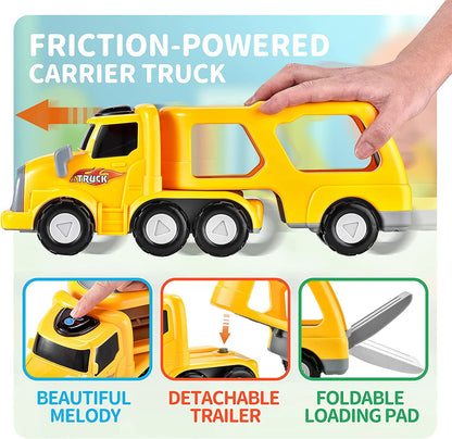 YCFUN Transport Car Carrier Truck with Light&Sound and Activity Play Mat for Kids Boys Girls, Vehicles Playset for Gifts Age 2-8