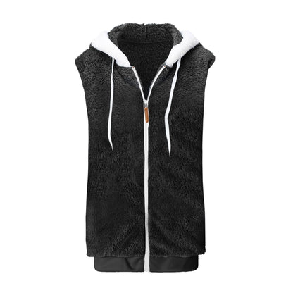 ZZwxWA Womens Fuzzy Fleece Vest, Casual Warm Sleeveless Zip Up Sherpa Vest Jacket with Pockets for Fall/Winter Women's Cute Hooded Drawstring Comfortable Jacket Coat On Sale