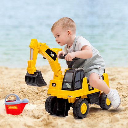 Caterpillar Excavator Truck Kids Toys with Anti-Slip Wheels, Realistic Driver's Cab, and Storage Space, Yellow, Polypropylene for boys gilrs 1-3 Year Olds