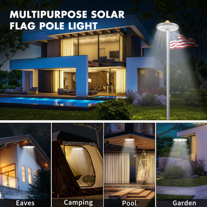 1300 Lumen Solar Powered Flagpole Light - Illuminates The American Flag for 8-10 Hours from Dusk to Daw