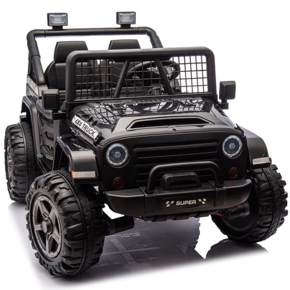 24 Volt 4WD Ride on Toys for Big Kids, 2 Seater Ride on Truck Car with Remote Control, Outdoor 4-Wheeler Toys, Bluetooth, Music, Black