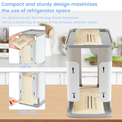 Breastmilk Freezer Organizer 1700ml Breast Milk Storage Organizer Reusable Breast Milk Storage Tower First in First Out Breastmilk Bag Organizer for Freezing Breastmilk Freezer