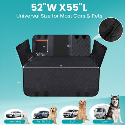 AUOSHI Dog Car Seat Cover for Pets 100% Waterproof Hammock 600D Heavy Duty Scratch Proof Nonslip Soft Back Seat Extender for Cars Trucks and SUVs