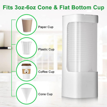 Cup Dispenser, Wall Mounted Bathroom Cup Holder, 3oz-5oz Disposable Paper Cup Plastic Cup Dispenser, Water Cooler Dispenser Cup Holder with Paste Plate for Home Office Hospital Gym