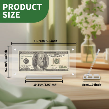 2 Pcs Dollar Bill Frame Display Acrylic Dollar Bill Holder 3.6X7.4In Thickened Frame for Dollar Bill Display Case Magnet Currency Display Frame for Money Ticket Picture photos Display Case