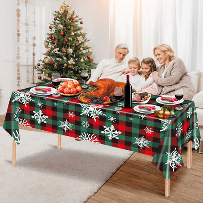 Cyber and Monday Deals Fiudx Christmas Tablecloth 54x108 Inches Tablecloths for Rectangular Tables Waterproof Christmas Style Table Cloth SUitable for Kitchen, Home Christmas Party Decorations