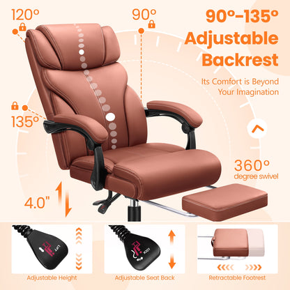 Coolhut Executive Office Chair, Big and Tall Office Chair 500LBS Wide Seat Ergonomic Computer Desk Chair High Back Executive Leather Chair Adjustable Task Chair Lumbar Back