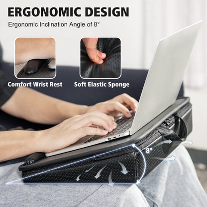 Allinside Laptop Lap Desk, Portable Lap Desk for Laptop with Pillow Cushion for Laptop and Tablet PC, Fits up to 16.2-inch, Storage Bag with Handle, Black