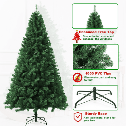 COOKEY 6ft Green Holiday Spruce Artificial Christmas Tree, with Sturdy Metal Stand